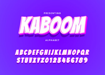 Kaboom cartoon bold comic font alphabet. Children cute Alphabet Letters Set
