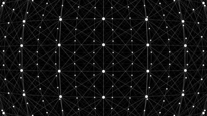 4k animated 3d wireframe sphere rotating on its axis on a black background.3d rendering