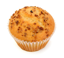tasty muffin cake, isolated on white