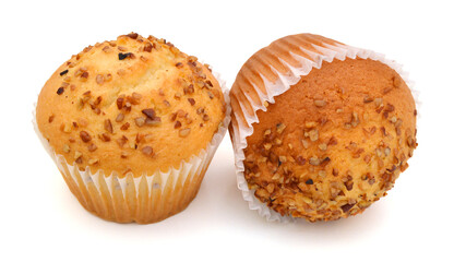 tasty muffin cake, isolated on white