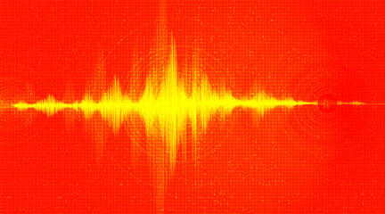 Digital Earthquake Wave on Orange background,Sound wave diagram concept,design for education and science,Vector Illustration.