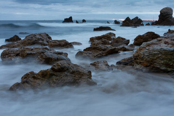 rocky coast at sunset