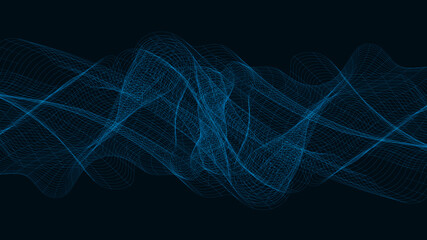 Abstract Line Digital Sound Wave on Dark Blue Background,technology and earthquake wave diagram concept,design for music studio and science,Vector Illustration.