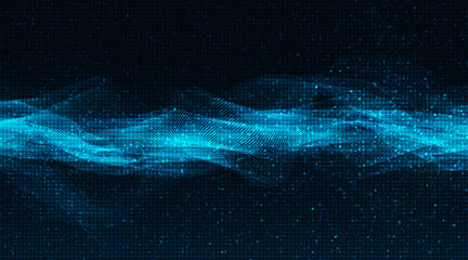 Obraz na płótnie Canvas Blue Light Digital Sound Wave Low and Hight richter scale on technology Background,design for music studio and science,Vector Illustration.