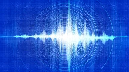 Digital Sound Wave Background with Circle Vibration,technology and earthquake wave diagram concept,design for music studio and science,Vector Illustration.