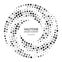Halftone spiral geometric design element, EPS10 vector template
