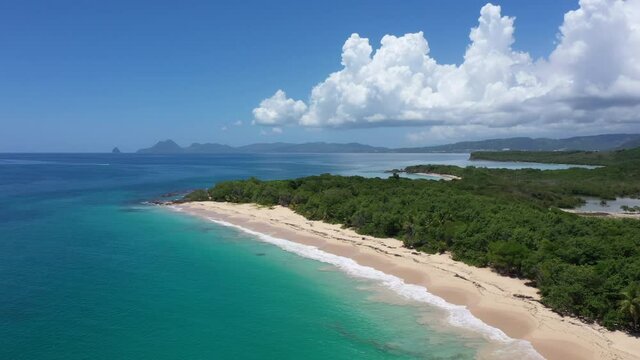Martinique beautiful beach les Salines aerial view le Diamant in background white sand and turquoise water 
