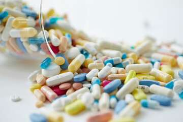  Assortiment de pillules sur fond Blanc
