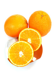 Juicy oranges isolated on a white background.