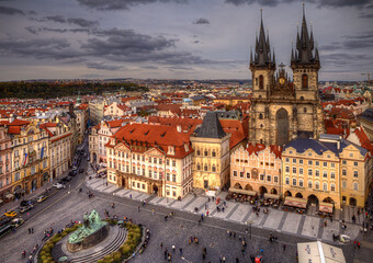 Fototapeta na wymiar Prague market and church in czech republic