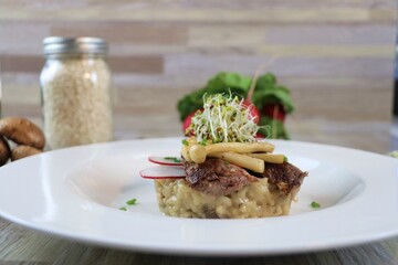 Mushroom Risotto with NY Steak