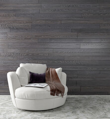 Large luxury modern minimal bright interiors room mockup illustration 3D rendering