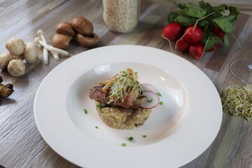 Mushroom Risotto And NY Steak 