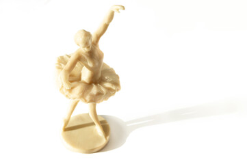 figurine of a ballerina girl in tutu on white. Porcelain statuette of dancing ballerina © Konstantin