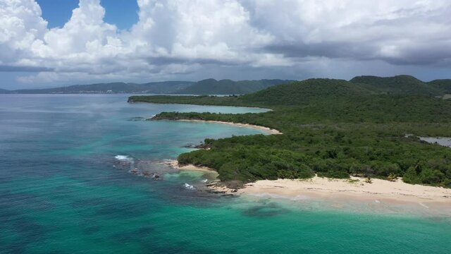 Aerial view of a beach in Martinique popular touristic destination holiday dream island sunny day