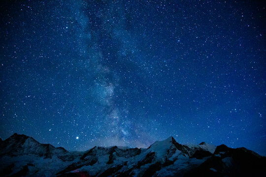 The milky way over the swiss alps
