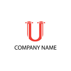 letter u logo illustration archway gate vector design template in color