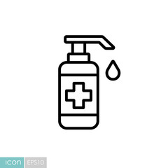 Washing hand with sanitizer liquid soap icon