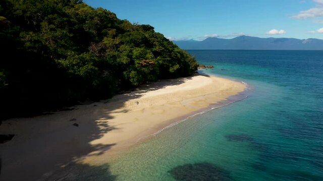 Descending drone shot of Nudey beach on Fitzroy Island Australia