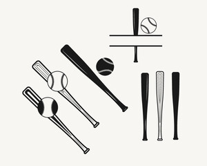 Baseball Sign Symbol Icon Set Vector Illustration