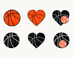 Basketball Printable Vector Sign Symbol Icon Bundle, Isolated vector illustration,  Distressed Basketball
