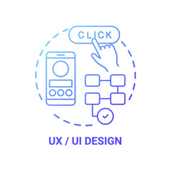 UX and UI design concept icon. Careers in IT for creative thinkers. Creating unique and special websites for users idea thin line illustration. Vector isolated outline RGB color drawing