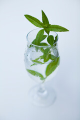 グラスに入ったレモンバーベナ