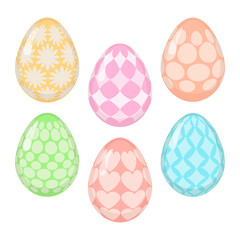 Set of colored Easter eggs on a white background. Vector illustration.