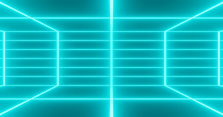 Render with neon blue room