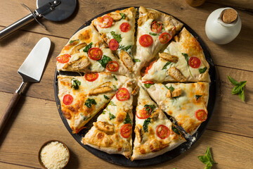 Homemade Chicken Alfredo Pizza