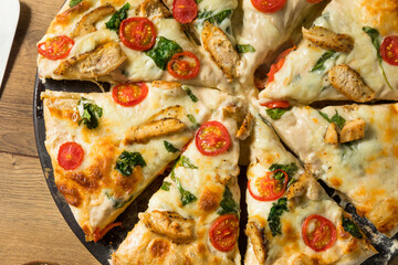 Homemade Chicken Alfredo Pizza