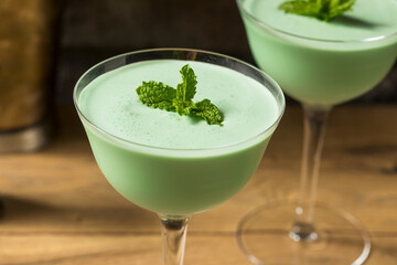 Frozen Boozy Mint Grasshopper Cocktail