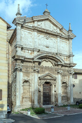 Fototapeta premium marble facade of Baroque santa Lucia church, Montepulciano, Siena, Italy