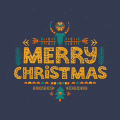 Merry Christmas lettering in Scandinavian style