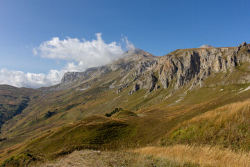 Autumn mountains, a place for nature lovers and tourists on a Sunny day in the bosom of nature.
