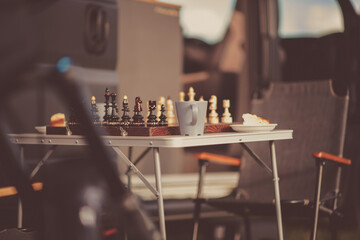 Chess Game on a Camping