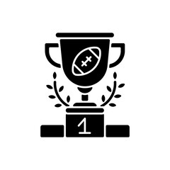 Sport achievements black glyph icon. Medal-winning nation. Accomplishments and records. Athletic participation. World champions. Silhouette symbol on white space. Vector isolated illustration