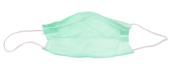 single green medical mask isolated on white
