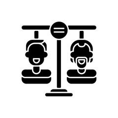 Equality land black glyph icon. American dream. Freedom opportunity. Democracy. Born free. Same rights and protections. Silhouette symbol on white space. Vector isolated illustration