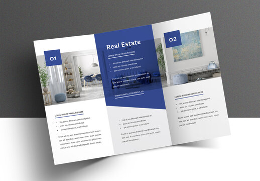 Modern Trifold Brochure Design Layout with Blue Accents