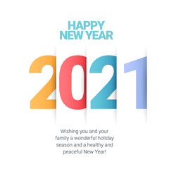 Vector text Design 2021. Happy new year template greeting card.