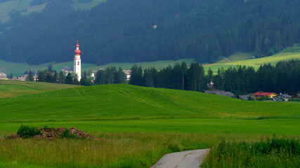 Cycleway of Pusteria valley at summer. Villabassa