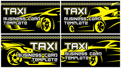 A set of templates for making business cards for taxi service. Colored vector illustration