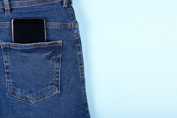 Close up denim texture, cotton pattern photo with copy space.