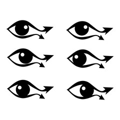 Eye with eyelashes in the form of arrows, stylized image, logo, sign, illustration for tattoo