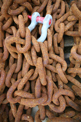 Rusted chain with shackle - 389711929
