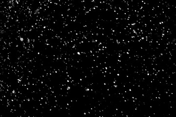 Falling Snow down On The Black Background
