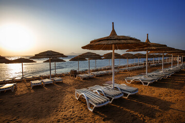 Beach and red sea in Sharm el Sheikh, Egypt. Concept for rest.