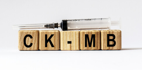 cubes with the word CK-MB on them. Care concept.