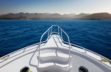 Fototapeta premium Yacht boats running in the sea. Traveling 